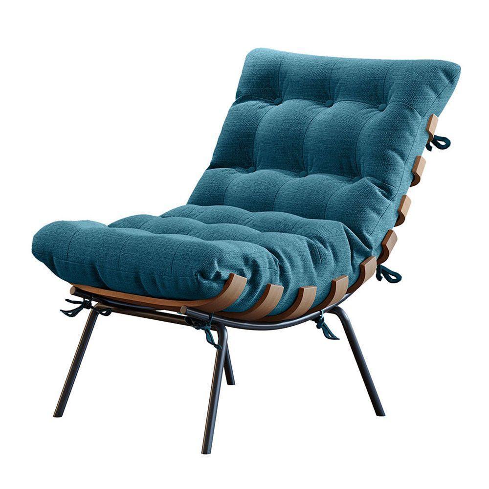 Poltrona E Puff M06 Estrutura Em Ferro Mais Decor Preto/azul - 2