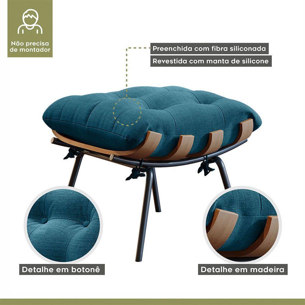 Poltrona E Puff M06 Estrutura Em Ferro Mais Decor Preto/azul - 5