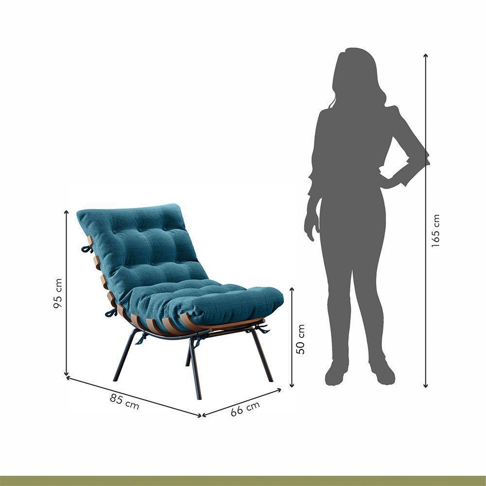 Poltrona E Puff M06 Estrutura Em Ferro Mais Decor Preto/azul - 6