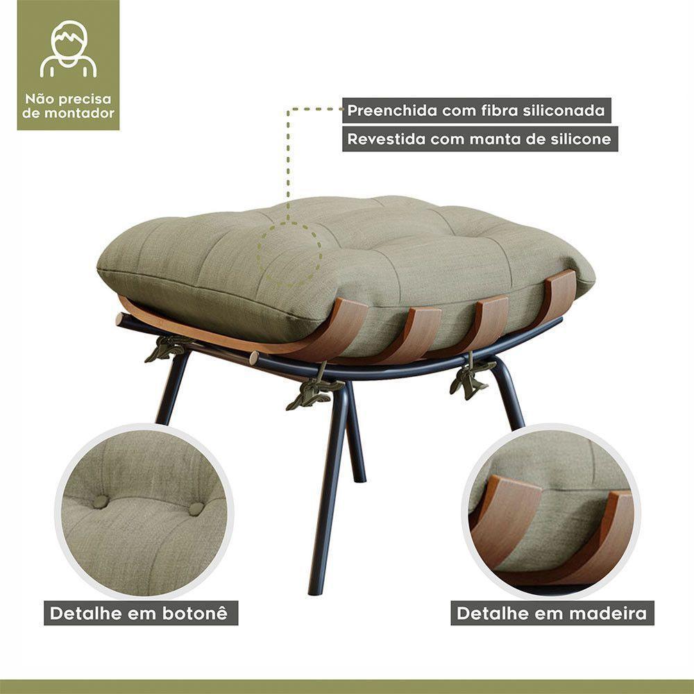 Poltrona E Puff M06 Estrutura Em Ferro Mais Decor Preto/bege - 7