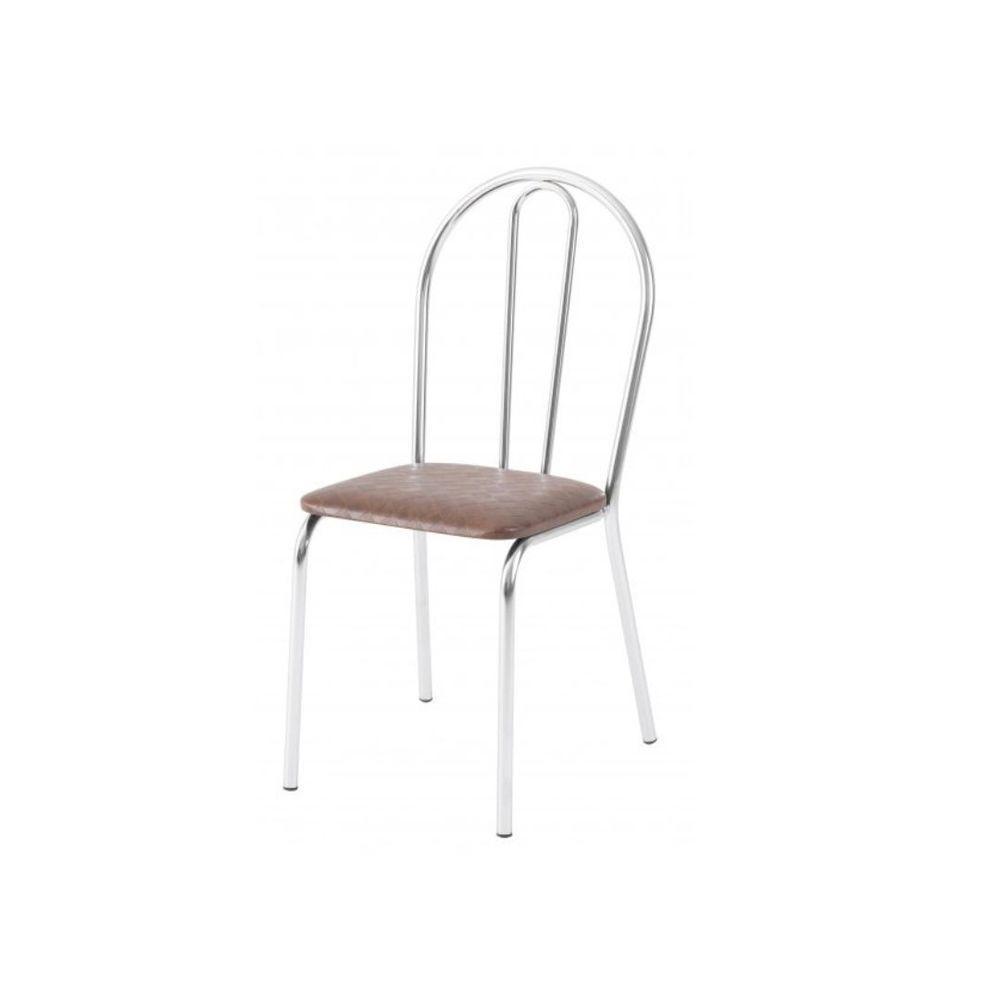 Kit 7 Cadeiras Lisboa Cromada Para Cozinha Ou área Gourmet-assento Sintético Marrom - 2