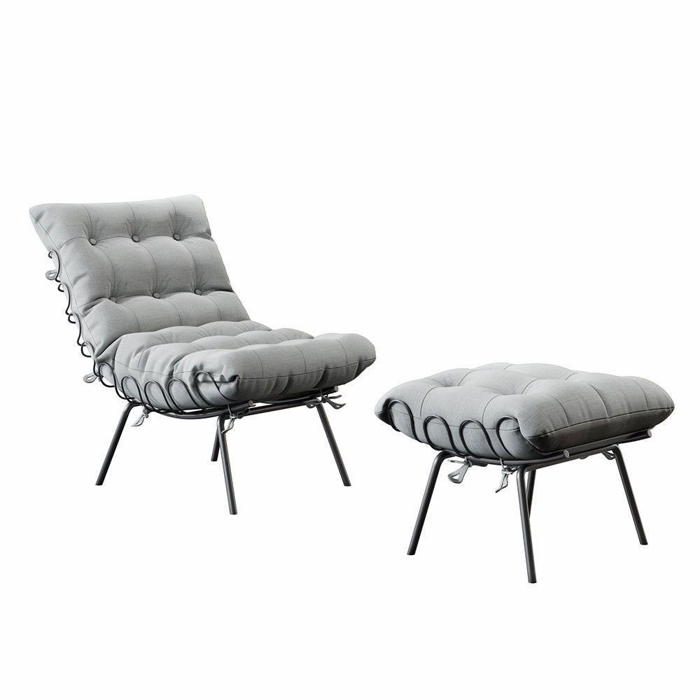 Poltrona E Puff M07 Estrutura Em Ferro Mais Decor Preto/cinza - 3