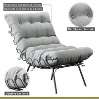 Poltrona E Puff M07 Estrutura Em Ferro Mais Decor Preto/cinza - 7