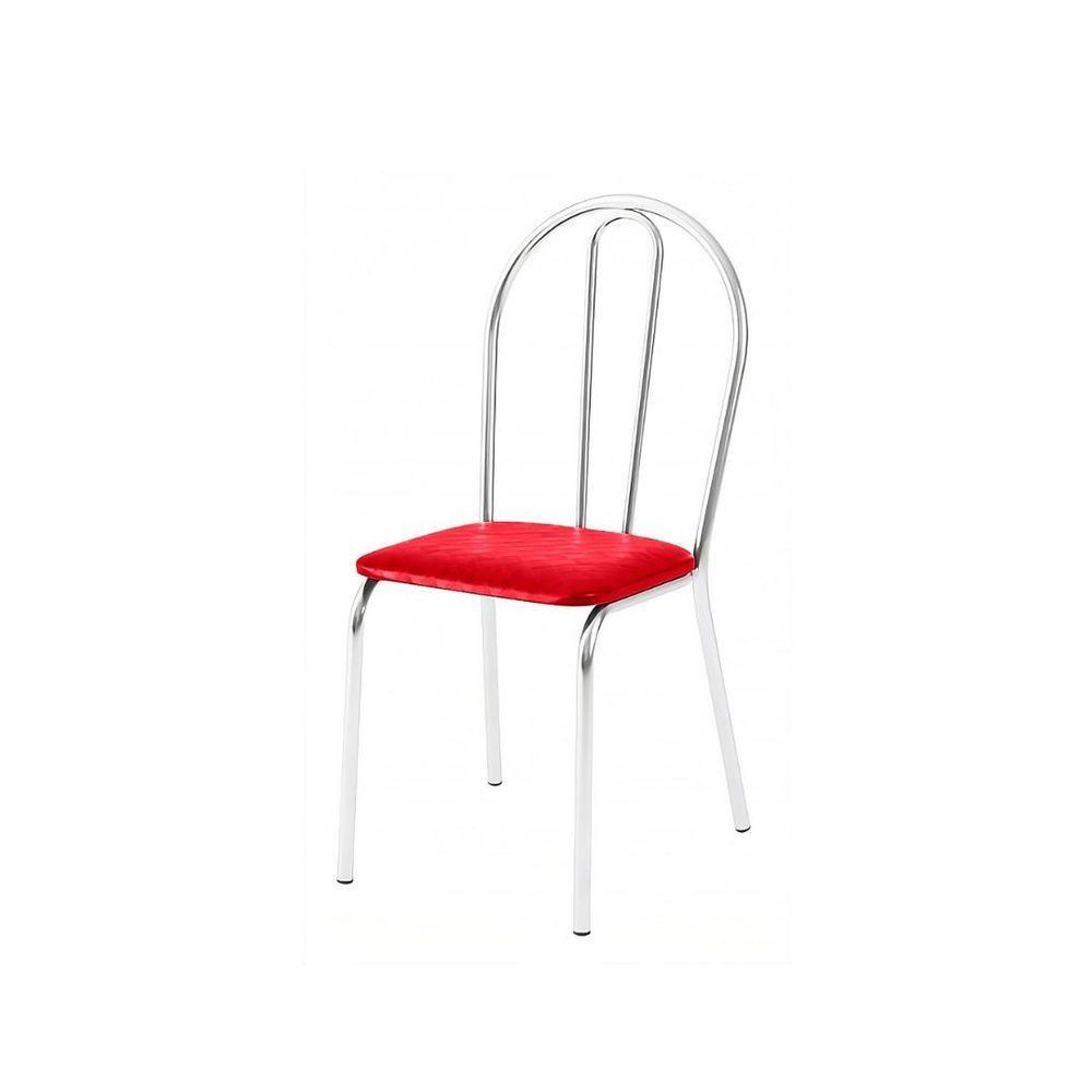 Kit 7 Cadeiras Lisboa Cromada Para Cozinha Ou área Gourmet-assento Sintético Vermelho - 4
