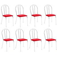 Kit 8 Cadeiras Lisboa Cromada Para Cozinha Ou área Gourmet-assento Sintético Vermelho - 1