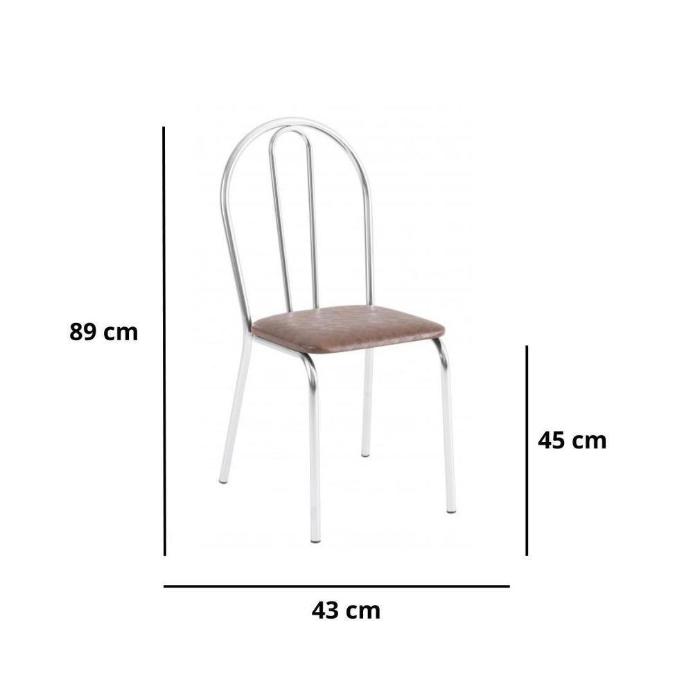 Kit 6 Cadeiras Lisboa Cromada Para Cozinha Ou área Gourmet-assento Sintético Marrom - 3
