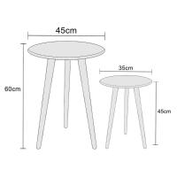 Kit 2un Mesas De Canto Lateral Redonda Para Sala Pé Palito Retrô Preto - 2