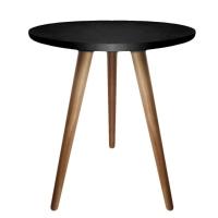 Kit 2un Mesas De Canto Lateral Redonda Para Sala Pé Palito Retrô Preto