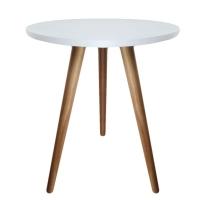 Kit 2un Mesas De Canto Lateral Redonda Para Sala Pé Palito Retrô Branco - 5