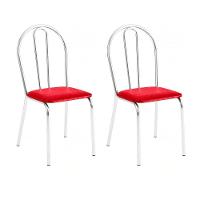 Kit 2 Cadeiras Lisboa Cromada Para Cozinha Ou área Gourmet-assento Sintético Vermelho - 1