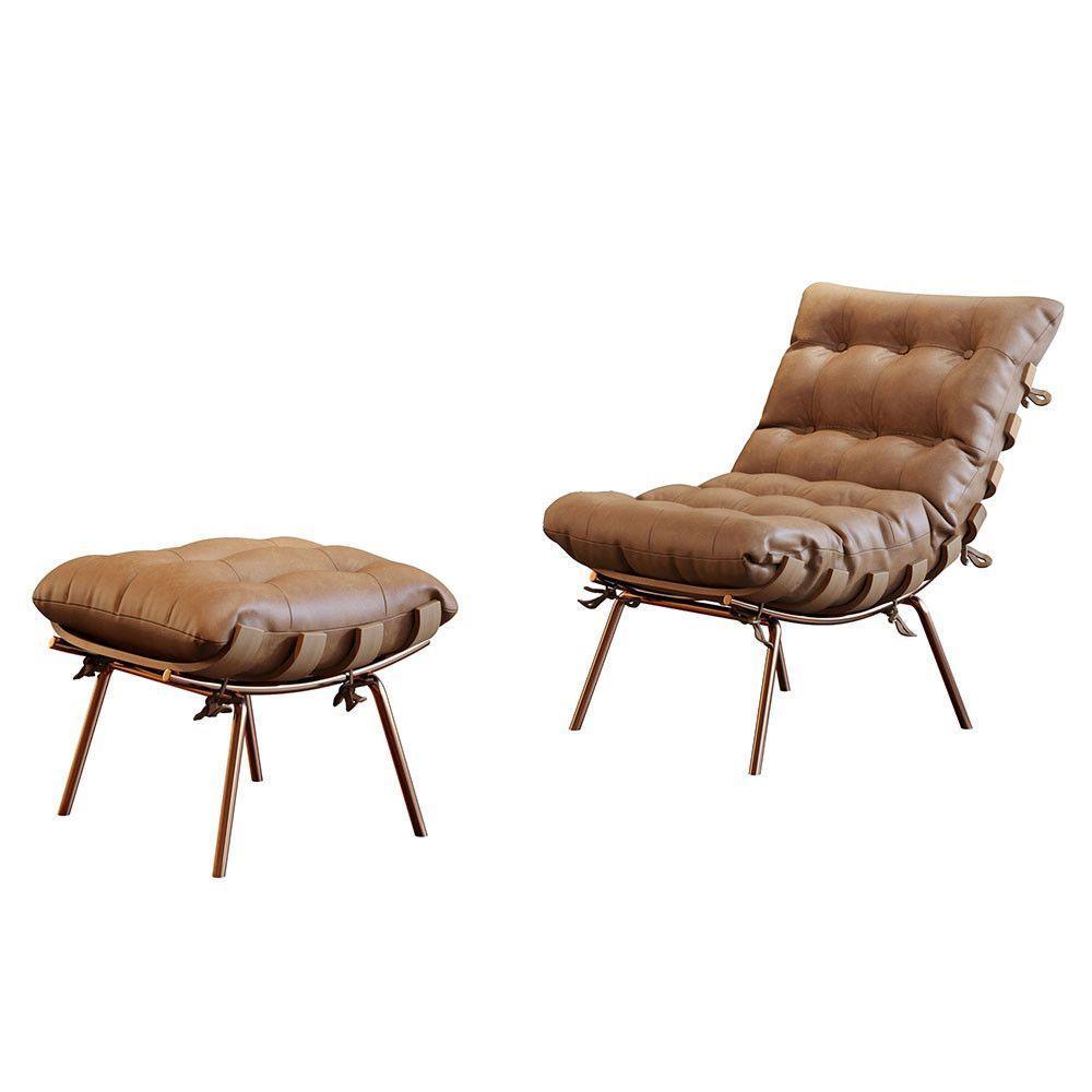 Poltrona E Puff M06 Estrutura De Ferro Mais Decor Cobre/marrom - 6