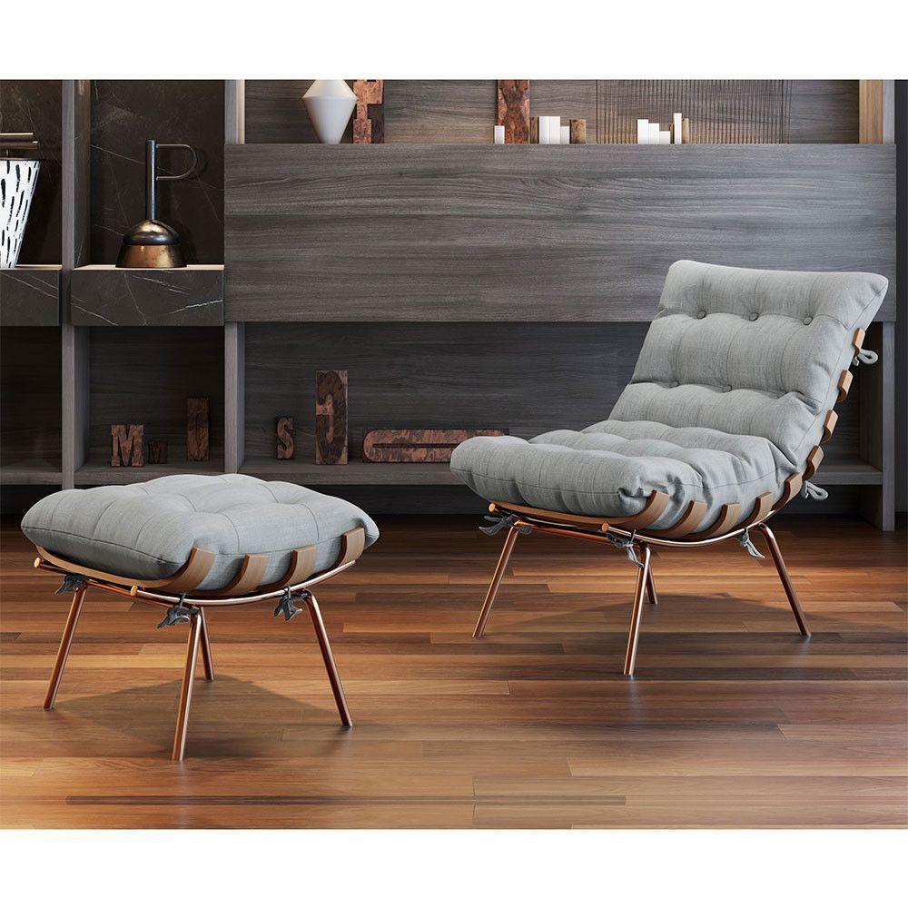 Poltrona E Puff M06 Estrutura De Ferro Mais Decor Cobre/cinza - 1