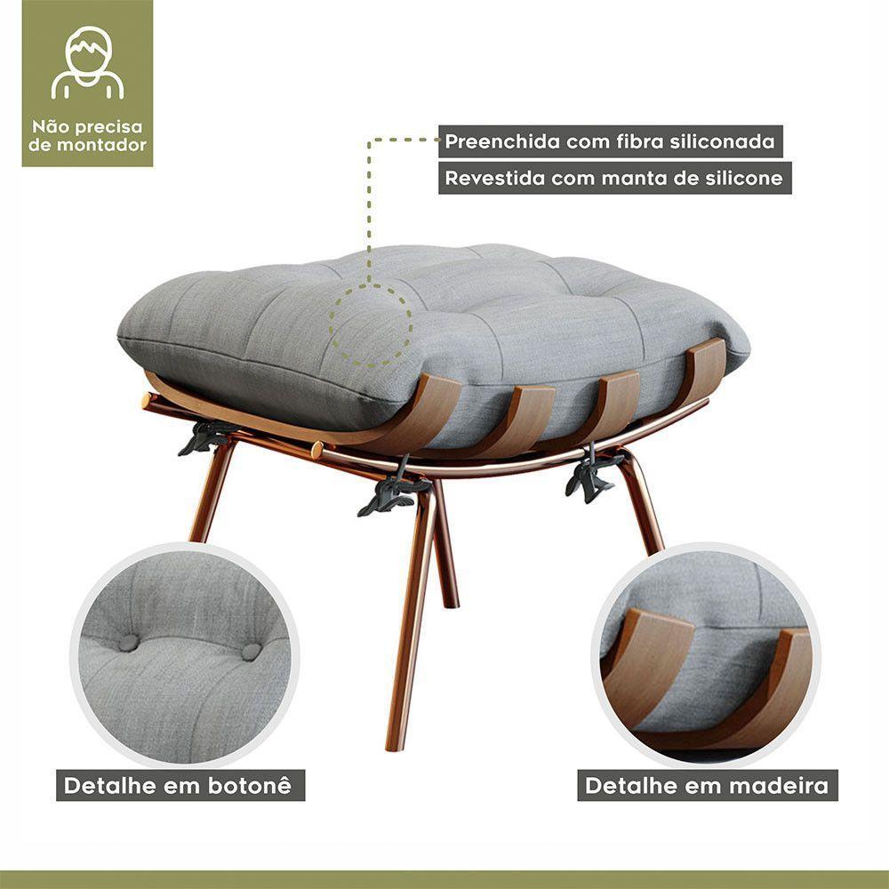 Poltrona E Puff M06 Estrutura De Ferro Mais Decor Cobre/cinza - 3