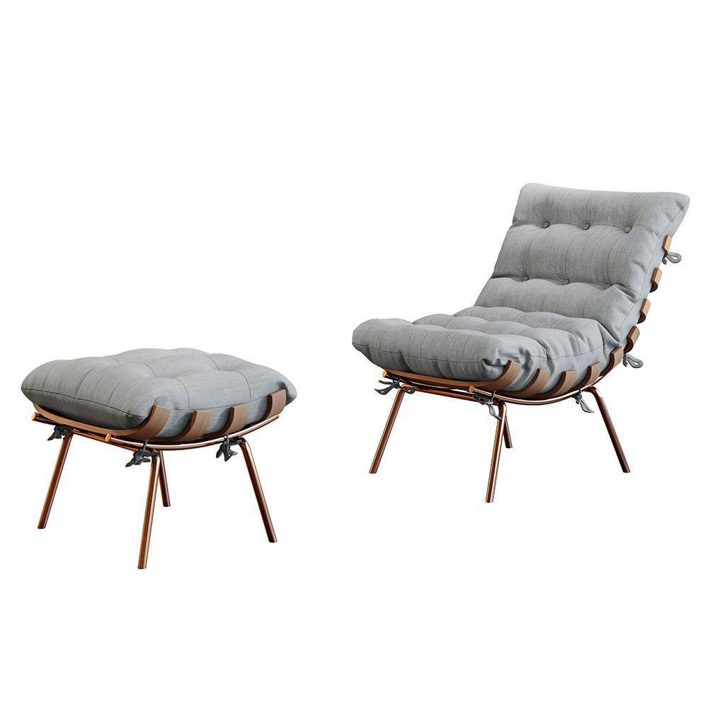 Poltrona E Puff M06 Estrutura De Ferro Mais Decor Cobre/cinza - 4