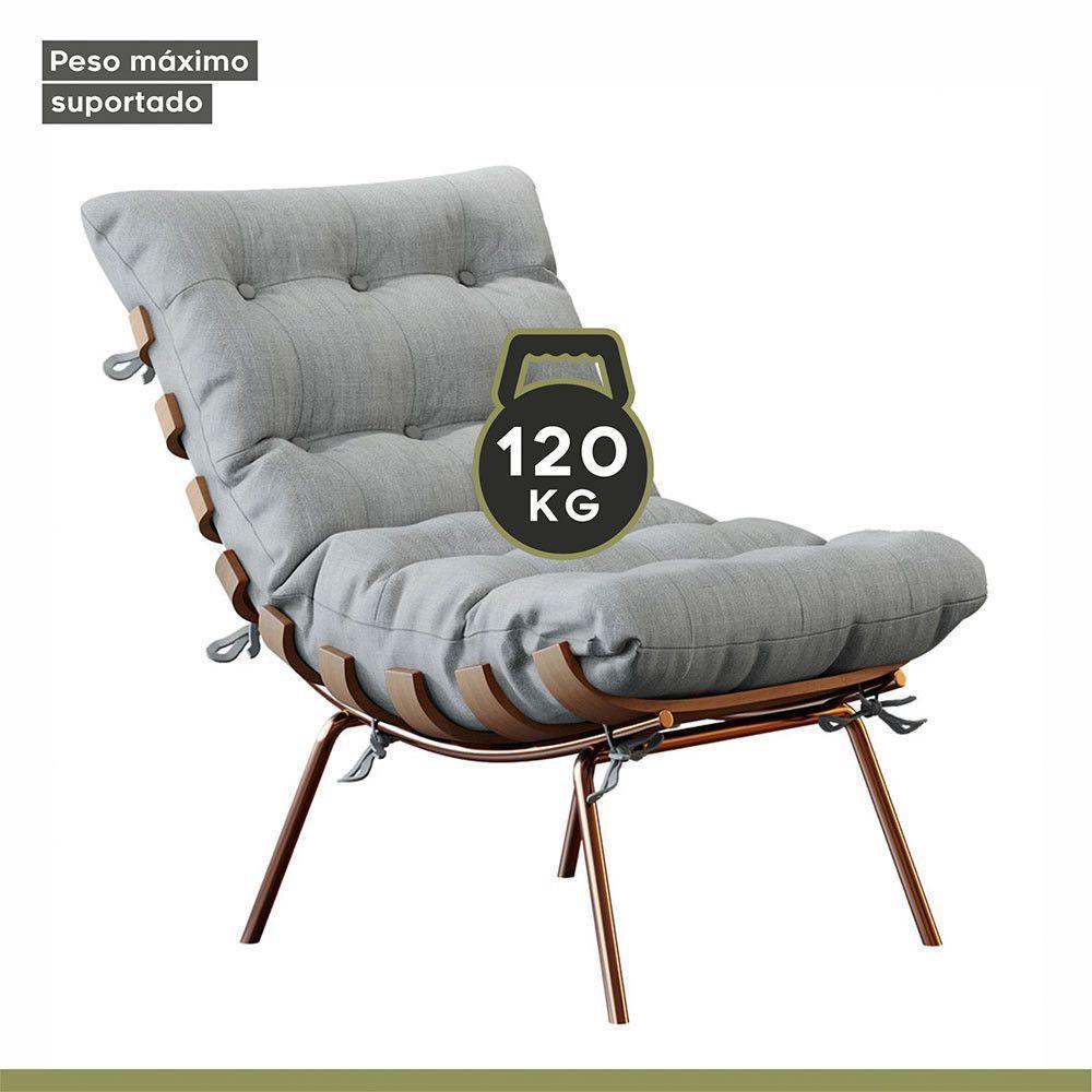 Poltrona E Puff M06 Estrutura De Ferro Mais Decor Cobre/cinza - 10