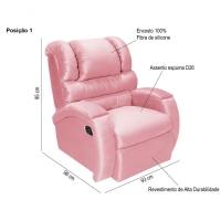 Poltrona Imperial Zero Wall Reclinável Veludo Com Assento De Elevação Cor:rosa 200 - 5