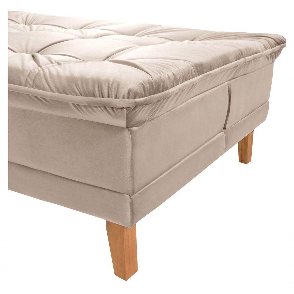 Sofá Cama Berlim Pés De Madeira Espuma D33 Cor:areia 376 - 2