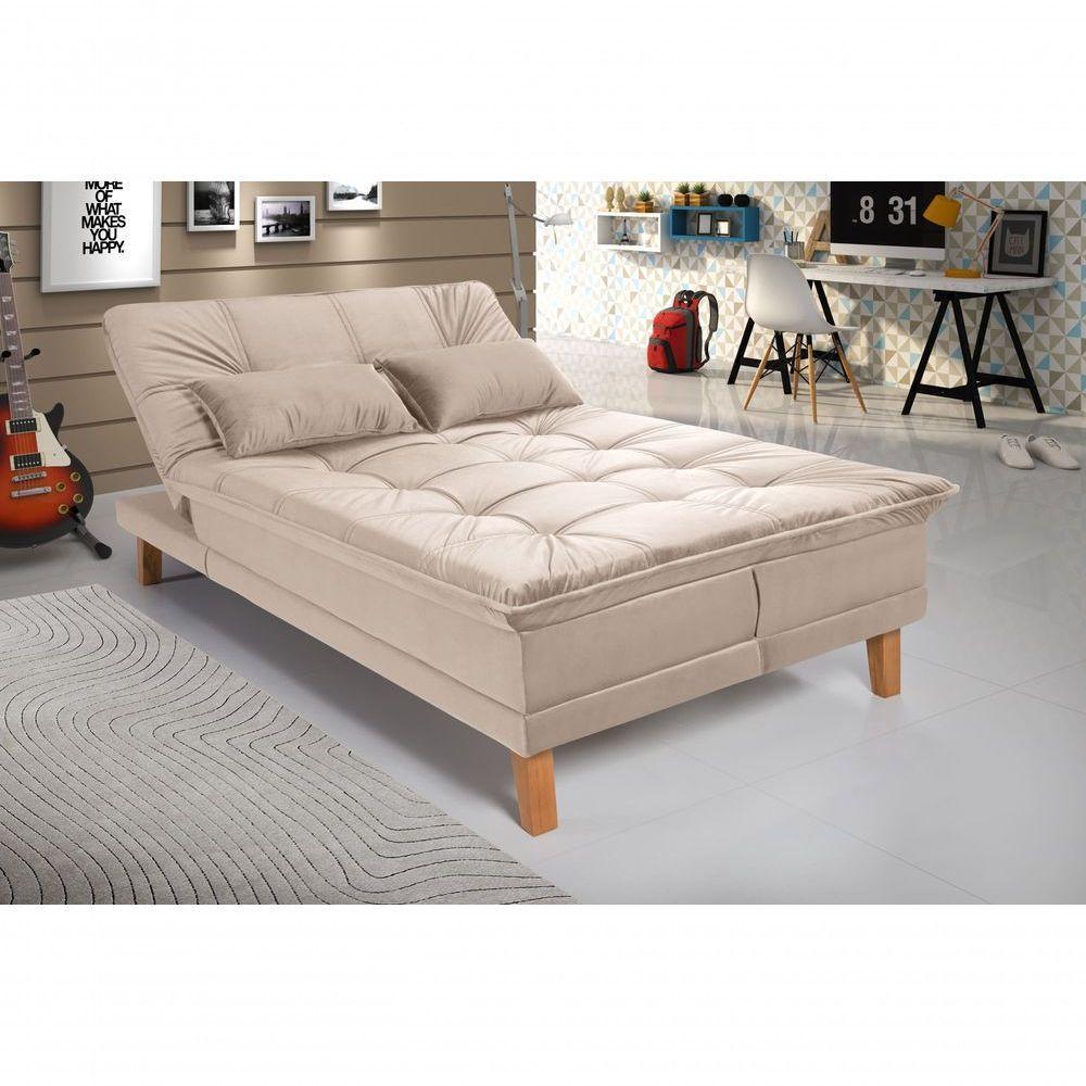 Sofá Cama Berlim Pés De Madeira Espuma D33 Cor:areia 376 - 6