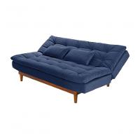 Sofá Cama Dubai 3 Lugares Império Reclinável Casal Pés Madeira Espuma Especial D33 Azul Marinho 375 - 1