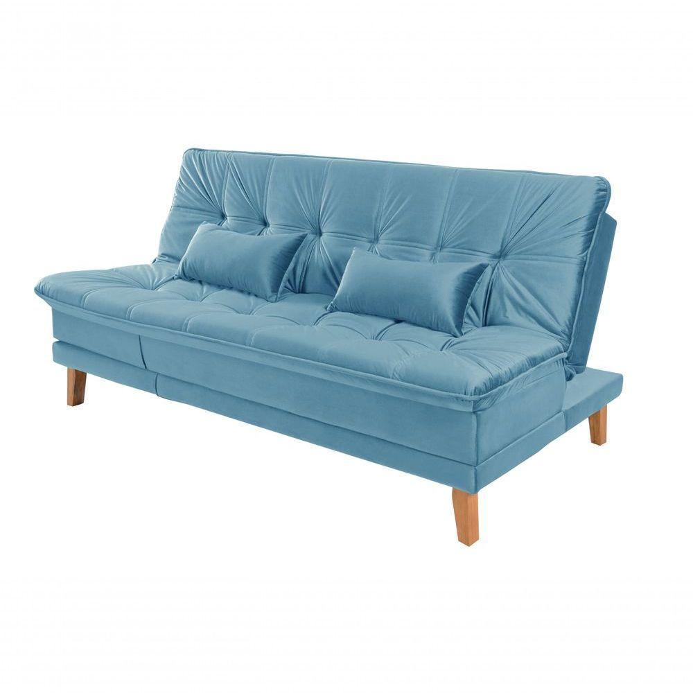 Sofá Cama Berlim Pés De Madeira Espuma D33 Cor:azul Turquesa 362 - 5