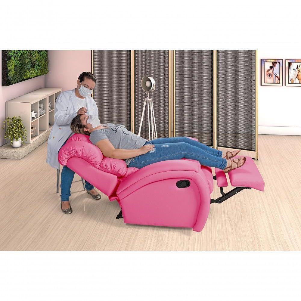 Poltrona Reclinável Imperial Zero Wall Estética Lashes Com Mocho-assento De Elevação Corano Pink 314 - 9