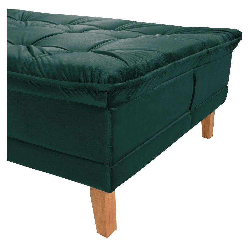 Sofá Cama Berlim Pés De Madeira Espuma D33 Cor:verde 403 - 3