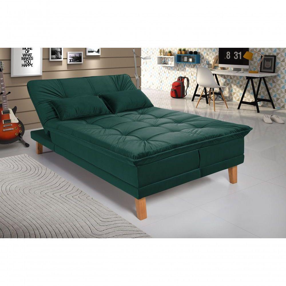 Sofá Cama Berlim Pés De Madeira Espuma D33 Cor:verde 403 - 9