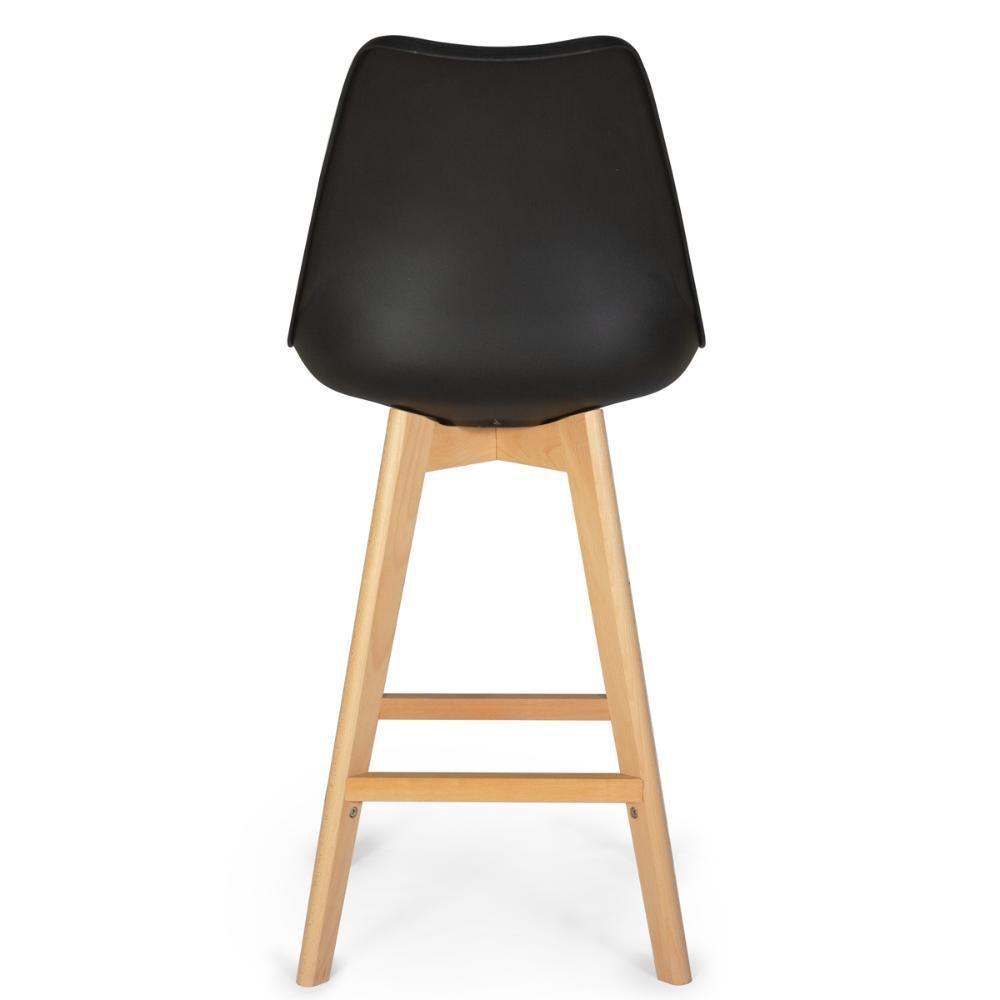 Kit 2 Banqueta Alta Leda Base Madeira Com Encosto - Preto - 7