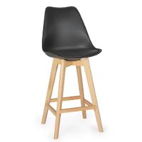 Kit 10 Banqueta Alta Leda Base Madeira Com Encosto - Preto - 6