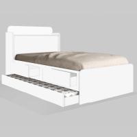 Cama Solteiro Tamires Baú Branco Com Auxiliar E Colchões - 1