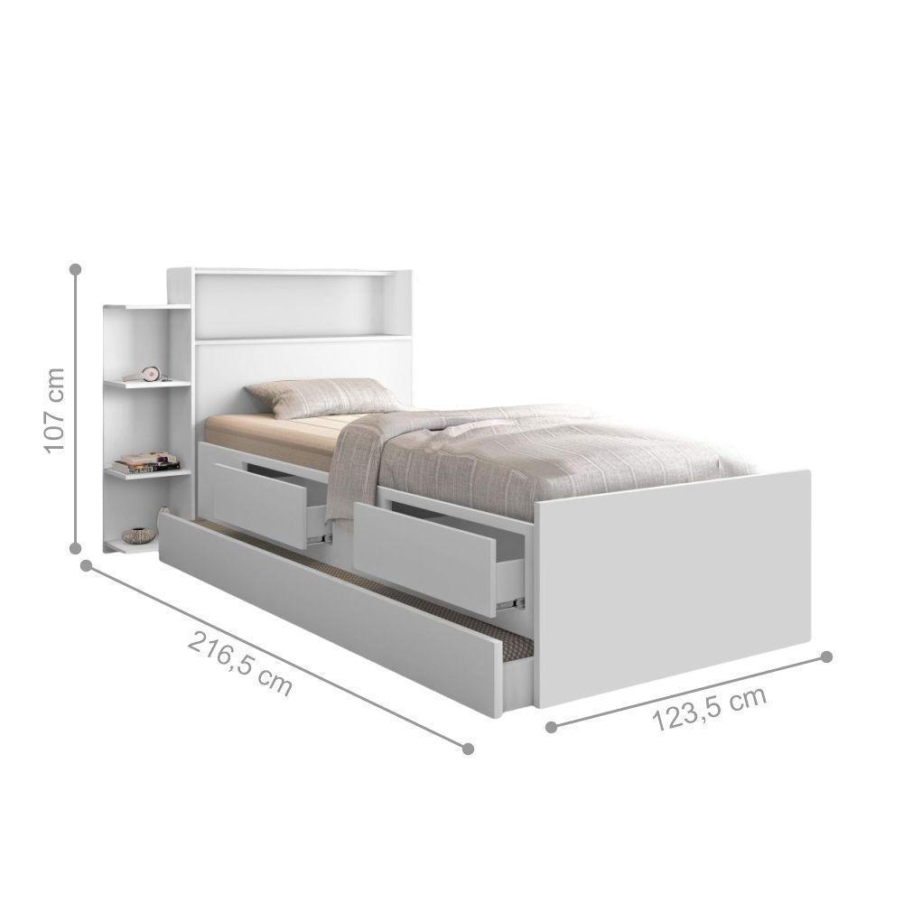 Bicama Solteiro Santos Baú Branco - 4