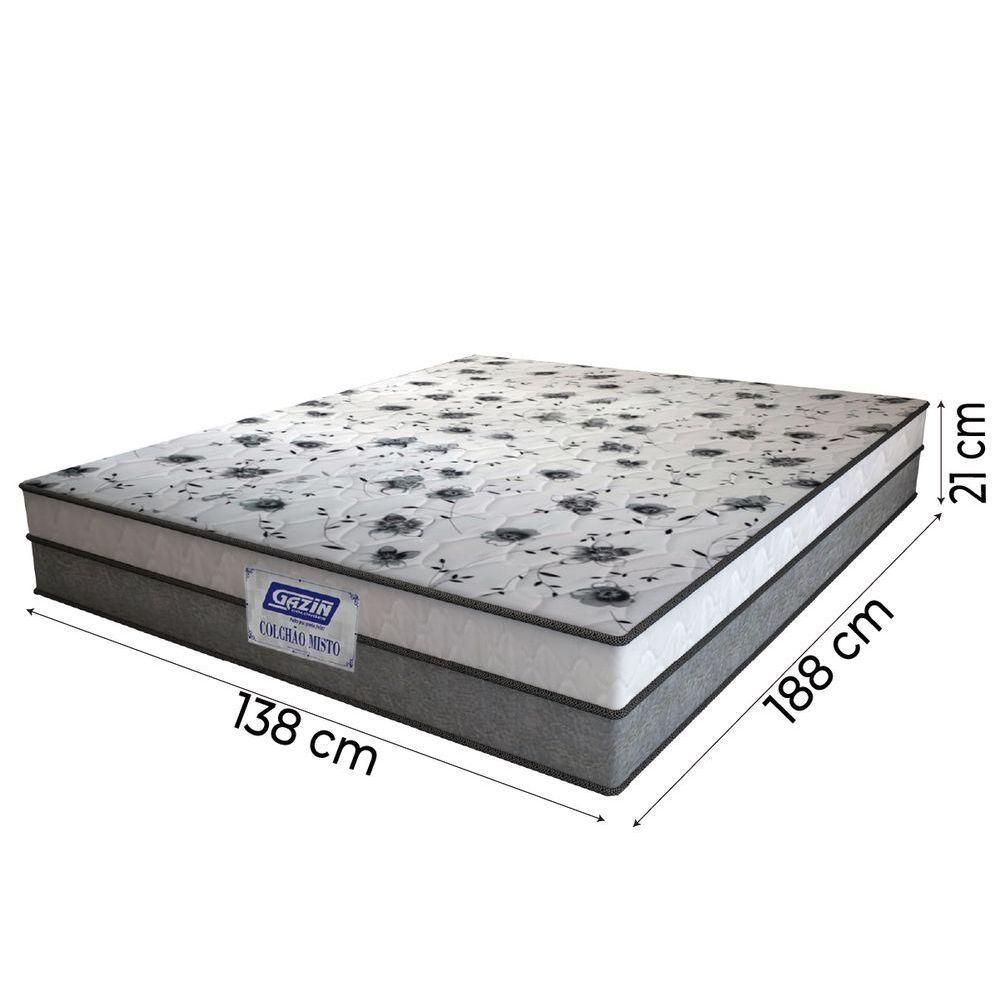 Cama Box Baú Casal Colchão Espuma D33 Fort 138x188x62cm Cinza / Branco Gazin - 6