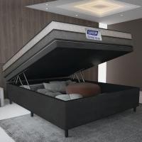Cama Box Baú Casal Colchão Espuma D33 Fort 138x188x62cm Cinza / Branco Gazin - 2
