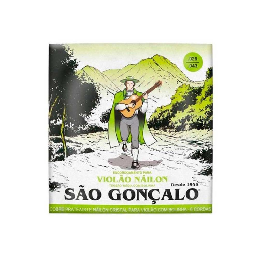 Jogo De Cordas P-violão Nylon Cristal Com Bolinha 0.028 - 0.043 Tensão Média São Gonçalo [f108] - 1
