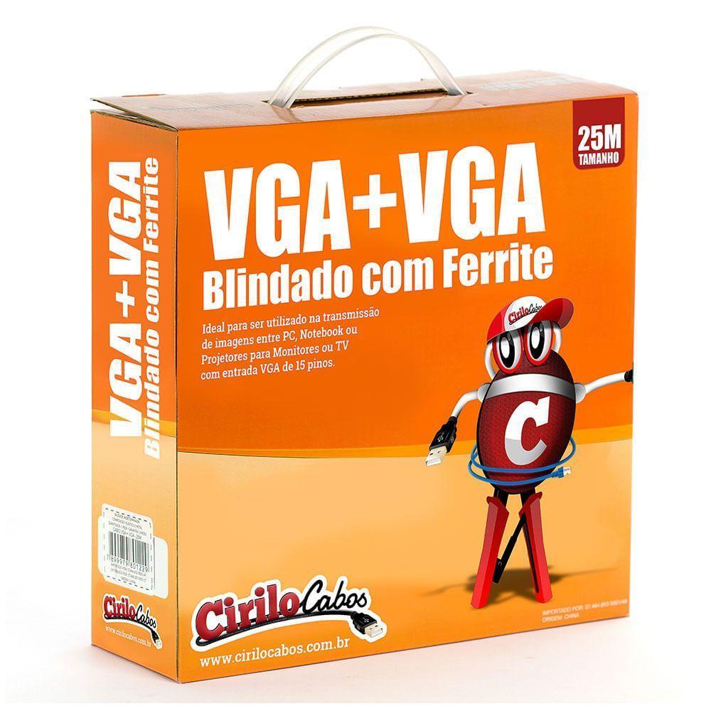 Cabo Vga Blindado Com Ferrite - 25 Metros - Cirilo Cabos - 2