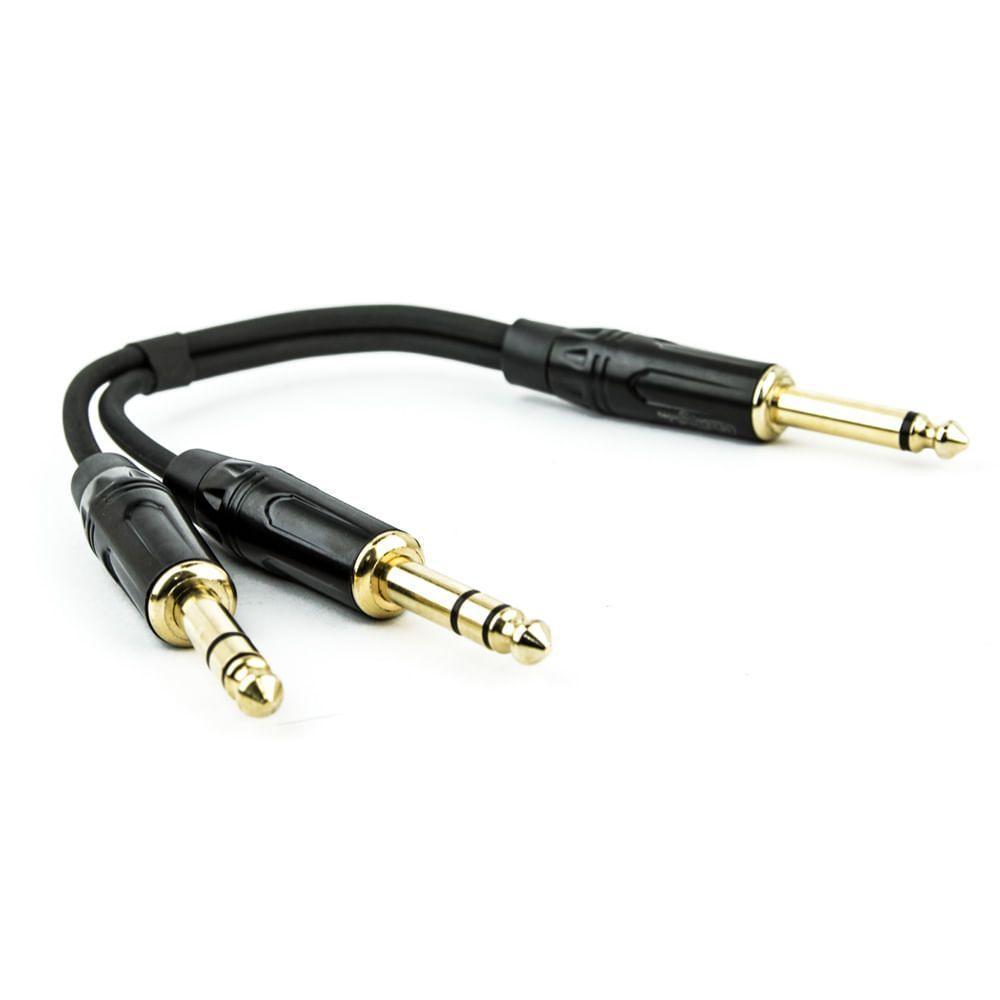 Cabo P10 Mono Para 2 P10 Estereo - 30 Cm - 1