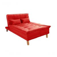 Sofá Cama Berlim 3 Lugares Império Reclinável Pés Madeira Com Banqueta Espuma D33 Suede Vermelho 373 - 6