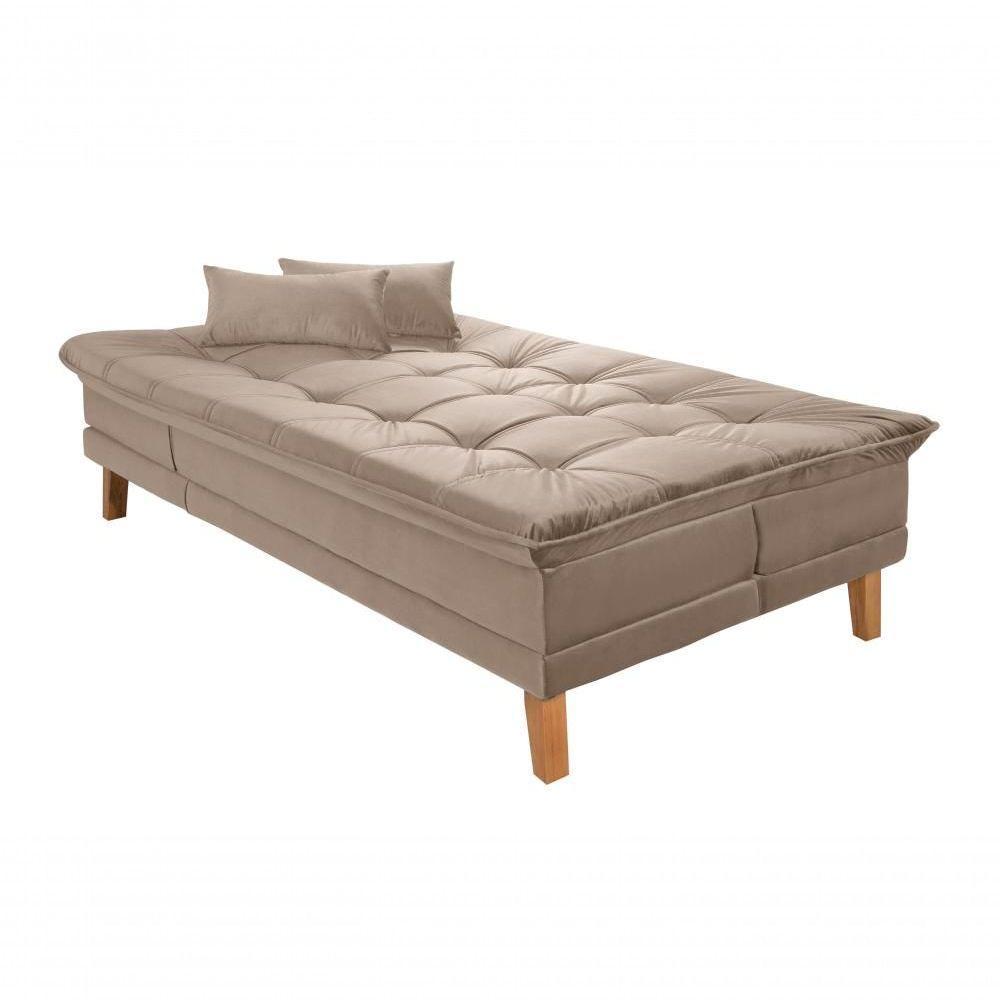 Sofá Cama Berlim 3 Lugares Império Reclinável Pés Madeira Com Banqueta Espuma D33 Suede Chocolate377 - 5