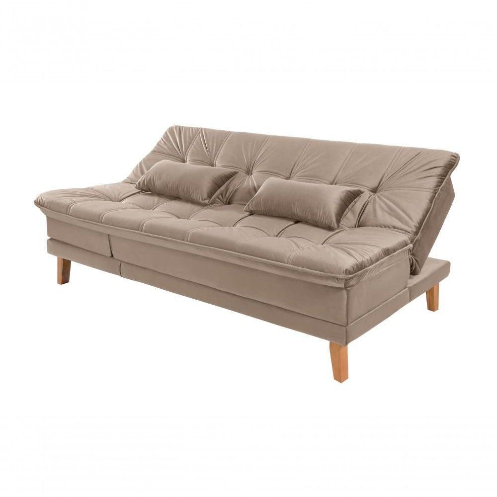 Sofá Cama Berlim 3 Lugares Império Reclinável Pés Madeira Com Banqueta Espuma D33 Suede Chocolate377 - 6