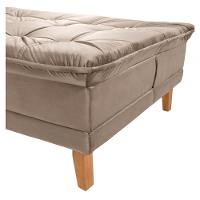 Sofá Cama Berlim 3 Lugares Império Reclinável Pés Madeira Com Banqueta Espuma D33 Suede Chocolate377 - 2