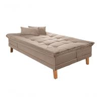 Sofá Cama Berlim 3 Lugares Império Reclinável Pés Madeira Com Banqueta Espuma D33 Suede Chocolate377 - 5