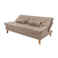 Sofá Cama Berlim 3 Lugares Império Reclinável Pés Madeira Com Banqueta Espuma D33 Suede Chocolate377 - 6