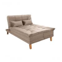 Sofá Cama Berlim 3 Lugares Império Reclinável Pés Madeira Com Banqueta Espuma D33 Suede Chocolate377 - 7