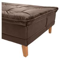 Sofá Cama Berlim 3 Lugares Império Reclinável Casal Pés Madeira Espuma Especial D33 Suede Marrom 379 - 2