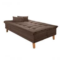 Sofá Cama Berlim 3 Lugares Império Reclinável Casal Pés Madeira Espuma Especial D33 Suede Marrom 379 - 7