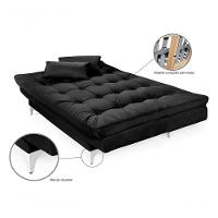 Sofá Cama Versátil Pés De Alumínio Espuma D33 Cor:preto 381 - 3