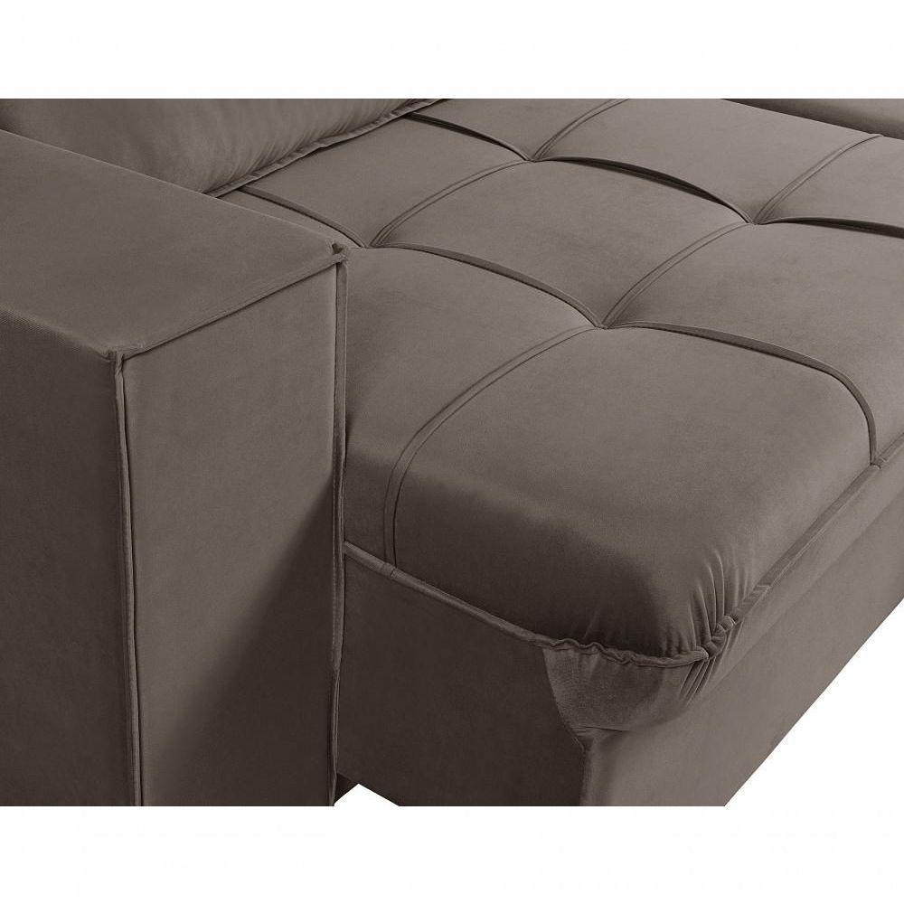 Sofá Cancún 2,30 3 Lugares Império Estofados Veludo Veludo Capuccino 164 - 3