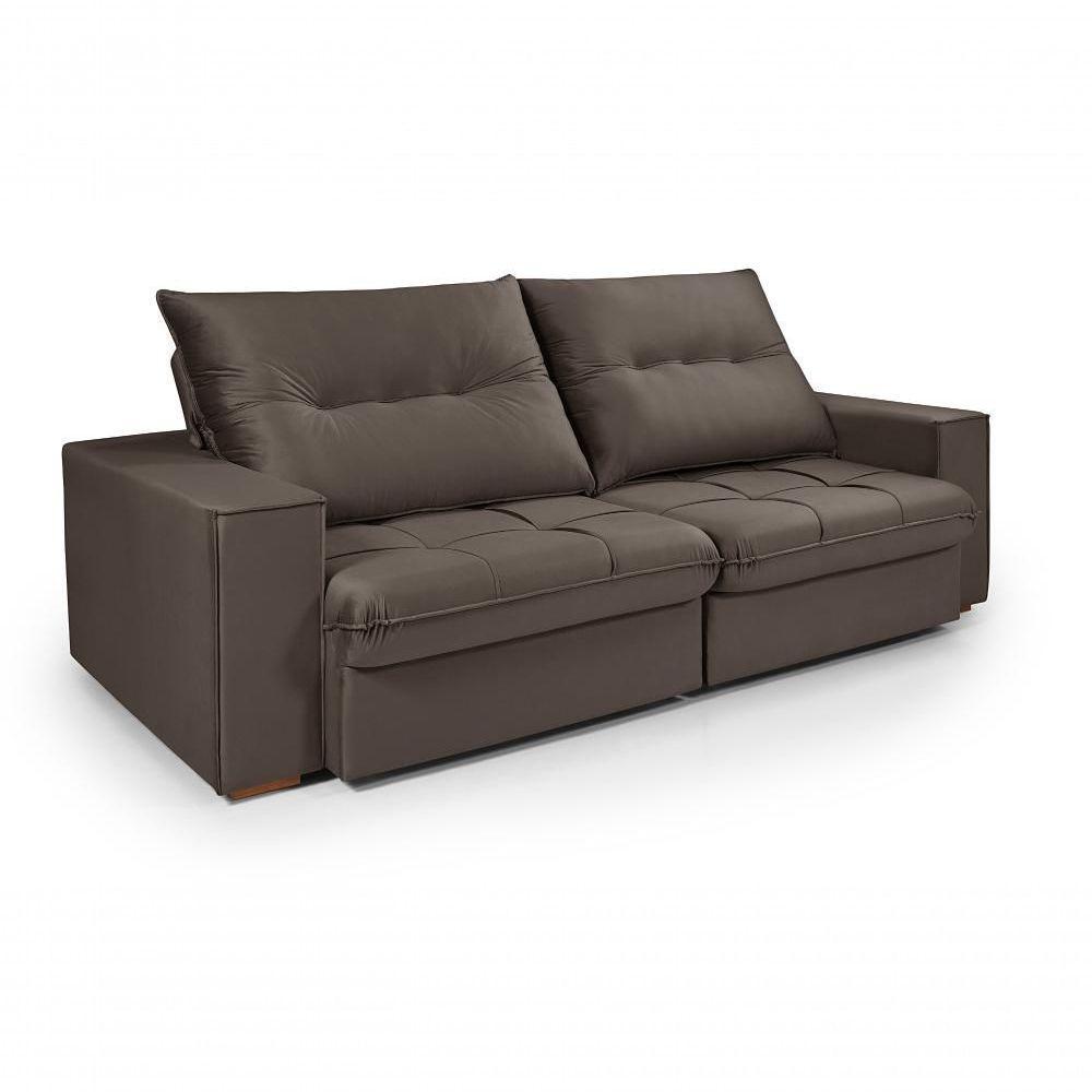 Sofá Cancún 2,30 3 Lugares Império Estofados Veludo Veludo Capuccino 164 - 5