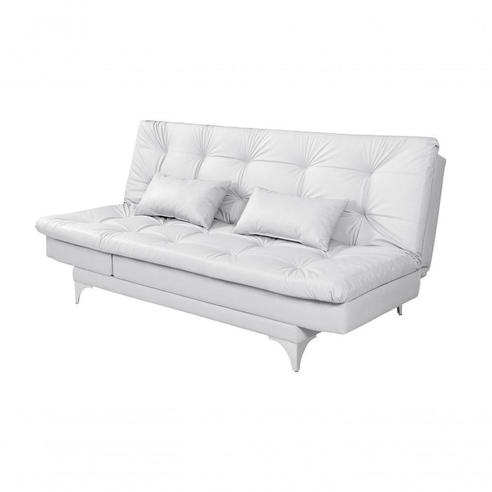 Sofá Cama Versátil 3 Lugares Império Reclinável Pés De Alumínio Espuma D33 Corano Branco 036 - 9