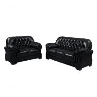 Sofá Rei Conjunto 2 E 3 Lugares Império Estofados Couríssimo Preto 851 - 1